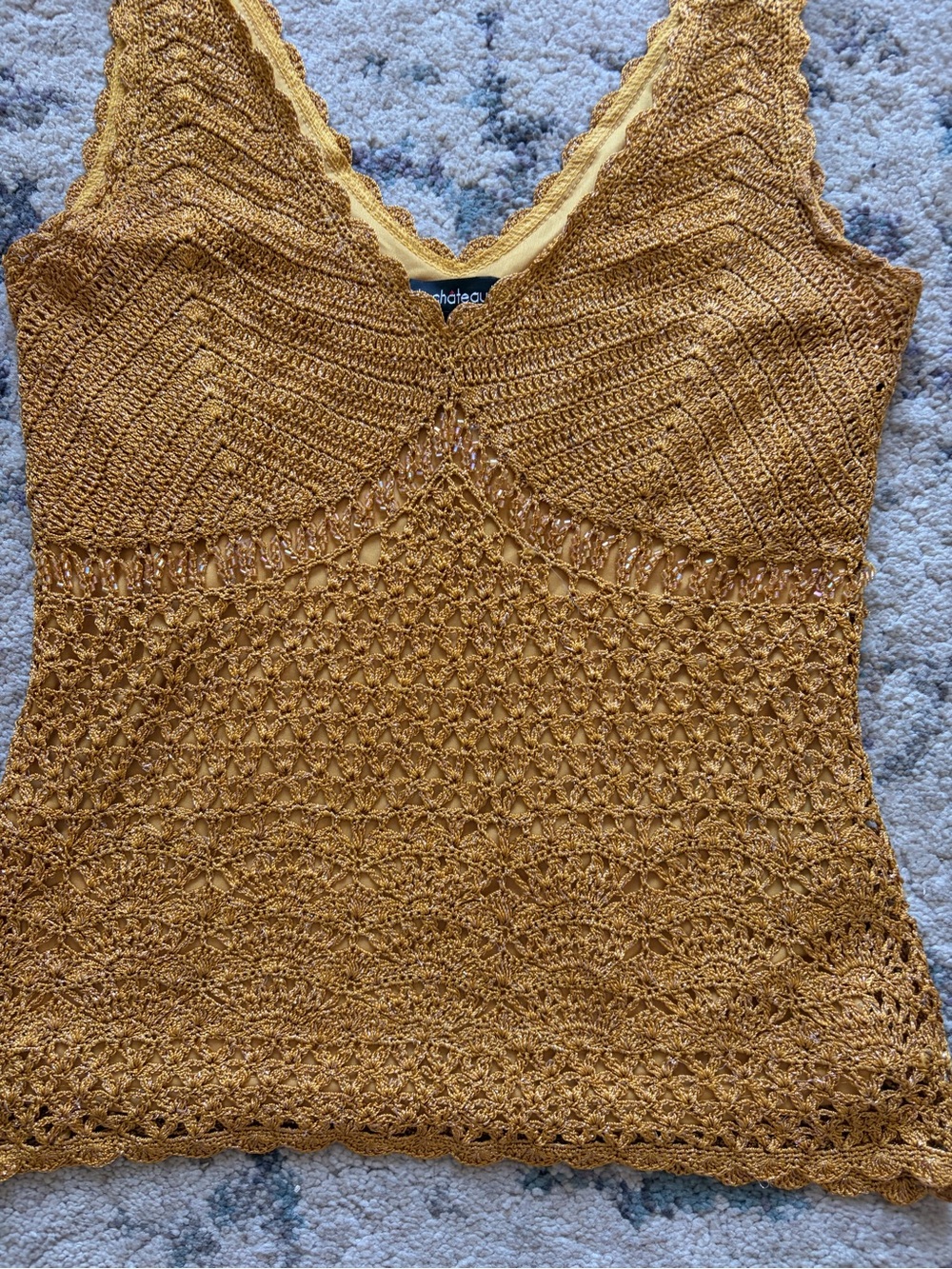 Vintage Le Chateau Gold Beaded Crochet Tank - Picture 3 of 6
